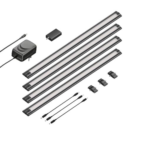 ledscom.de Smarte LED Unterbau-Leuchte SIRIS schwarz matt, WLAN-Controller flach, Smart-Home, Alexa-fähig je 50cm, je 531lm, warmweiß, 4er Set von ledscom.de