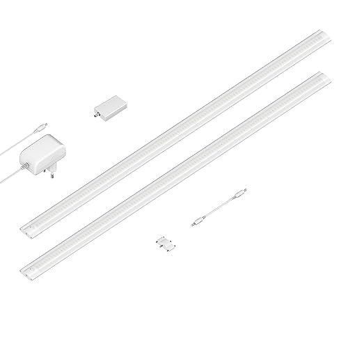 ledscom.de Smarte LED Unterbau-Leuchte SIRIS weiß matt, WLAN-Controller, flach, Smart-Home, Alexa-fähig (Echo) je 90cm, je 963lm, warmweiß, 2er Set von ledscom.de