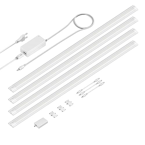 ledscom.de Smarte LED Unterbau-Leuchte SIRIS weiß matt, WLAN-Controller, flach, Smart-Home, Alexa-fähig, je 90cm, je 963lm, warmweiß, 4er Set von ledscom.de