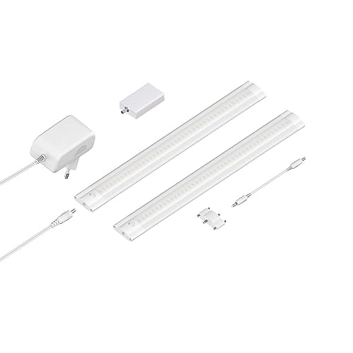 ledscom.de Smarte LED Unterbau-Leuchte SIRIS weiß matt, WLAN-Controller, flach, Smart-Home, Alexa-fähig, je 30cm, je 370lm, weiß, 2er Set von ledscom.de