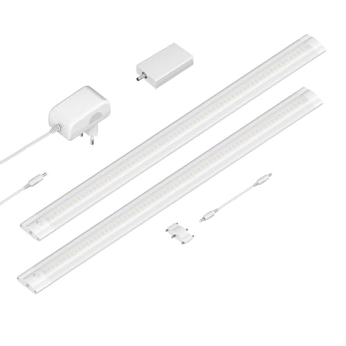 ledscom.de Smarte LED Unterbau-Leuchte SIRIS weiß matt, WLAN-Controller, flach, Smart-Home, Alexa-fähig, je 50cm, je 655lm, weiß, 2er Set von ledscom.de