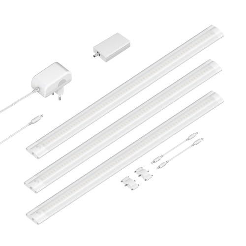 ledscom.de Smarte LED Unterbau-Leuchte SIRIS weiß matt, WLAN-Controller, flach, Smart-Home, Alexa-fähig je 50cm, je 531lm, warmweiß, 3er Set von ledscom.de