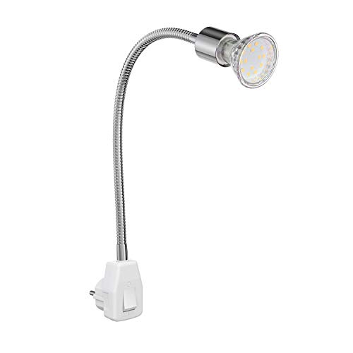 ledscom.de Steckdosenlampe LESCH Leselampe Schwanenhals, Schalter, Chrom inkl. GU10 LED Lampe PAR2,339W 227lm 110° warm-weiß ledscom.de Steckdosenlampe LESCH Leselampe Schwanenhals, Schalter, Chrom inkl. GU10 LED Lampe PAR2,339W 227lm 110° warm-weiß von ledscom.de