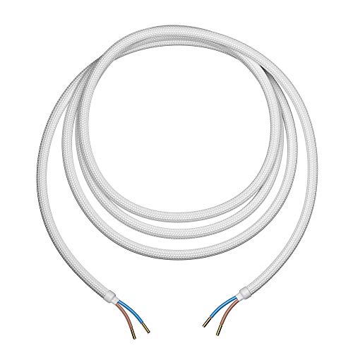 ledscom.de Textilkabel, 3 m, weiß, 2 x 0,75 mm², H03VV-F Textilummantelung von ledscom.de