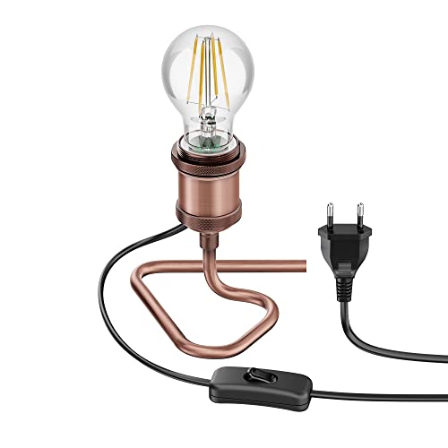 ledscom.de Tischlampe RETRA, Schalter, bronze + LED Lampe 963lm warmweiß von ledscom.de