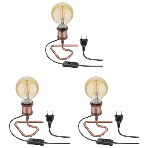 ledscom.de 3 Stück Tischlampe RETRA, Schalter, bronze + LED Lampe 818lm warmweiß von ledscom.de