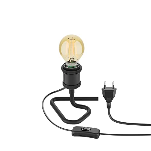 ledscom.de Tischlampe RETRA, Schalter, schwarz + LED Lampe 778lm warmweiß von ledscom.de