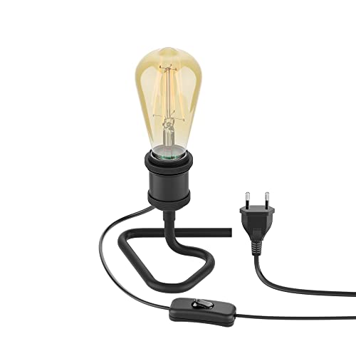 ledscom.de Tischlampe RETRA, Schalter, schwarz + LED Lampe 814lm warmweiß von ledscom.de