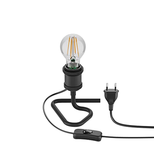 ledscom.de Tischlampe RETRA, Schalter, schwarz + LED Lampe 963lm warmweiß von ledscom.de