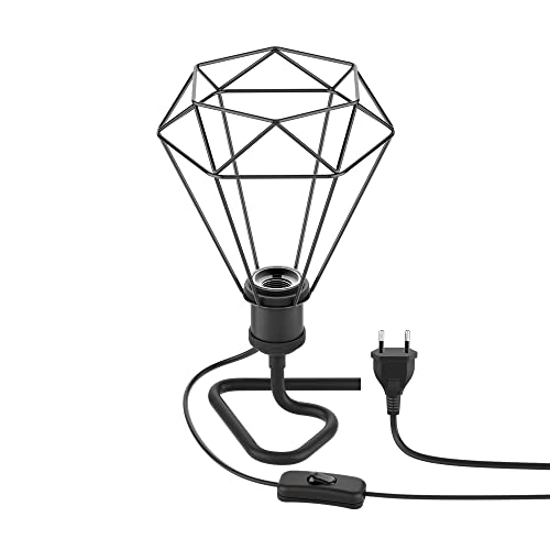 ledscom.de Tischlampe RETRA, Schalter, schwarz matt, E27 Fassung, Käfig-Schirm von ledscom.de