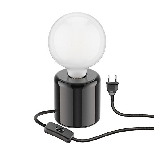 ledscom.de Tischlampe TIPO Porzellan rund schwarz Kugel inkl. E27 G125 Lampe extra matt warm-weiß 845lm von ledscom.de