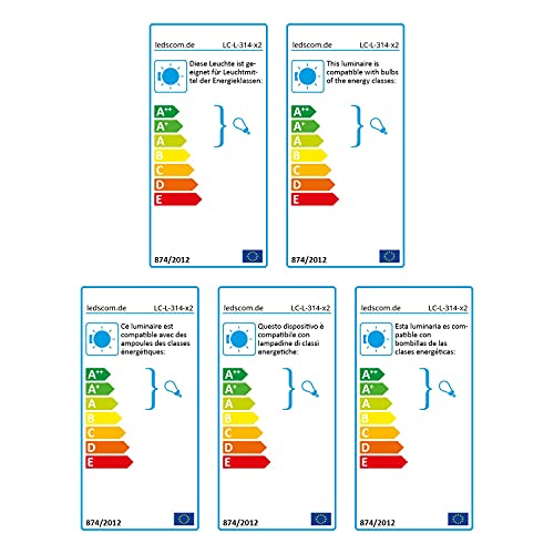 ledscom.de 2 Stück Tischlampe CALA, Schalter, Keramik, Stoff, grau, 1x E14 max. 40W von ledscom.de