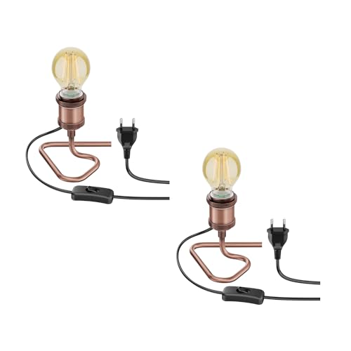 ledscom.de 2 Stück Tischlampe RETRA, Schalter, bronze + LED Lampe 778lm warmweiß von ledscom.de