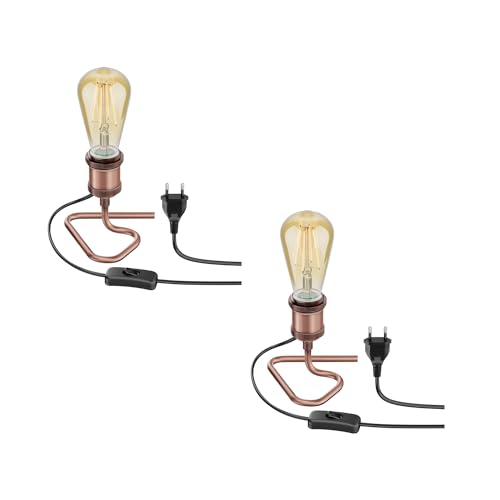 ledscom.de 2 Stück Tischlampe RETRA, Schalter, bronze + LED Lampe 814lm warmweiß von ledscom.de