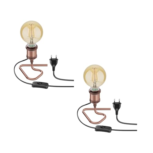 ledscom.de 2 Stück Tischlampe RETRA, Schalter, bronze + LED Lampe 818lm warmweiß von ledscom.de