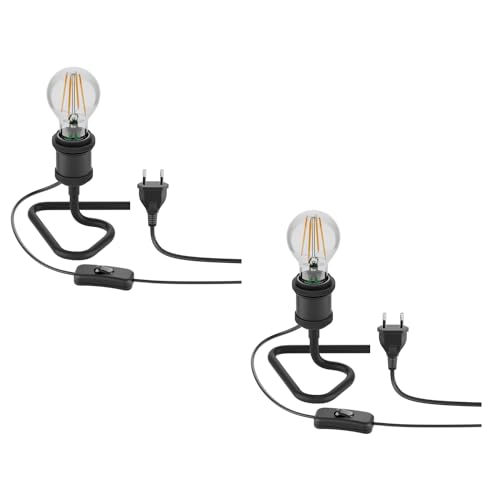 ledscom.de 2 Stück Tischlampe RETRA, Schalter, schwarz + LED Lampe 963lm warmweiß von ledscom.de