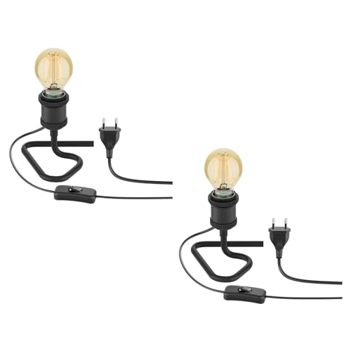 ledscom.de 2 Stück Tischlampe RETRA, Schalter, schwarz + LED Lampe 778lm warmweiß von ledscom.de