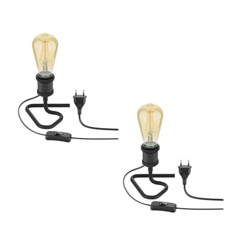 ledscom.de 2 Stück Tischlampe RETRA, Schalter, schwarz + LED Lampe 814lm warmweiß von ledscom.de