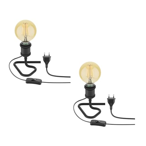 ledscom.de 2 Stück Tischlampe RETRA, Schalter, schwarz + LED Lampe 818lm warmweiß von ledscom.de