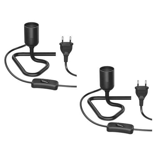 ledscom.de 2 Stück Tischlampe/Lampenfassung/Triangle-Dreieckfuß TRIN, Schalter, Aluminium, Kunststoff, schwarz, 1x E27 max. 60W von ledscom.de