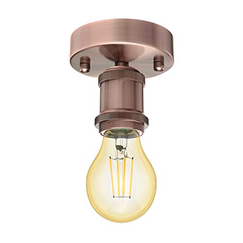 ledscom.de Vintage E27 Lampen-Fassung RETRA, bronze, rund, 100mm inkl. E27 Lampe 471lm Gold Vintage extra-warm-weiß von ledscom.de