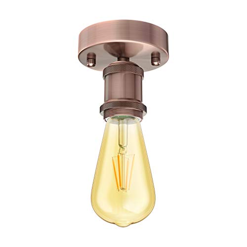 ledscom.de Vintage E27 Lampen-Fassung RETRA, bronze, rund, inkl. E27 Lampe Vintage Retro gold 3,83W extra-warm-weiß 489lm von ledscom.de