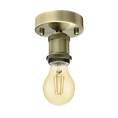 ledscom.de Vintage E27 Lampen-Fassung RETRA, gold, rund, 100mm inkl. E27 Lampe 471lm Gold Vintage extra-warm-weiß von ledscom.de