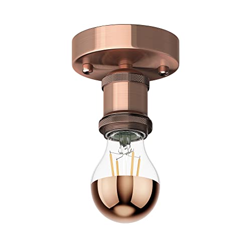 ledscom.de Vintage Lampen-Fassung RETRA, bronze, rund + LED Kopfspiegel Lampe, 839lm, warmweiß von ledscom.de