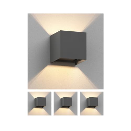 ledscom.de 4 Stück Wandleuchte CUBEL für außen, IP65, Up-/Downlight, anthrazit matt, eckig, 1x G9 max. 10W von ledscom.de