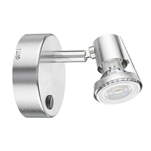 ledscom.de Wand-Leuchte LEONIS, einflammig mit Schalter inkl. GU10 Lampe (warmweiß, 5,4W, 510lm, 50°) von ledscom.de