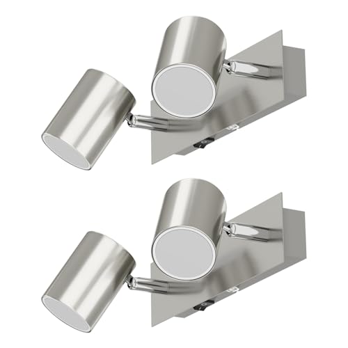 ledscom.de 2 Stück Wandleuchte WAIKA, zweiflammig, mit Schalter, chrom matt, inkl. LED GU10 Lampen 3-Stufen Dimmen: je max. je 609lm weiß ledscom.de 2 Stück Wandleuchte WAIKA, zweiflammig, mit Schalter, chrom matt, inkl. LED GU10 Lampen 3-Stufen Dimmen: je max. je 609lm weiß von ledscom.de