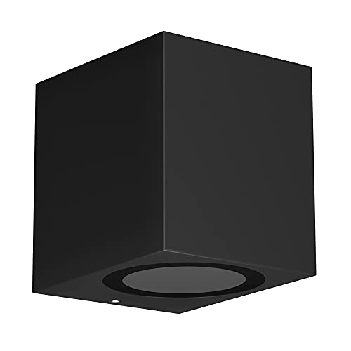 ledscom.de Wandleuchte ALSE Downlight für außen, schwarz, Aluminium, eckig, inkl. Smart Home RGBW GU10 LED Lampe, 5,5W, 473lm von ledscom.de