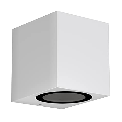 ledscom.de Wandleuchte ALSE für außen, IP54, Downlight, weiß matt, eckig, 1x GU10 max. 35W, Außen-Wand-Leuchte, Außen-Leuchte, Wand-Lampe, Wandbeleuchtung, Außen-Lampe, Außen-Strahler, Terrasse von ledscom.de