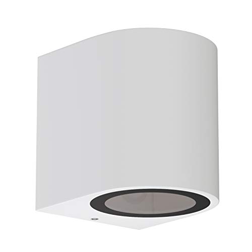 ledscom.de Wandleuchte ALSE Downlight für außen, weiß, Aluminium, rund, inkl. Smart Home RGBW GU10 LED Lampe, 5,41W, 473lm von ledscom.de