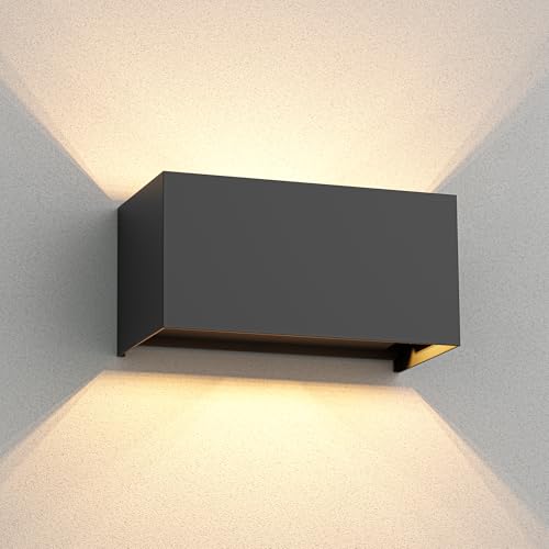 ledscom.de Wandleuchte CUBEL für außen, anthrazit, IP65, Up & Downlight, rechteckig, inkl. 2 LED Lampen, je max. 3,5 W, 485lm, warmweiß von ledscom.de
