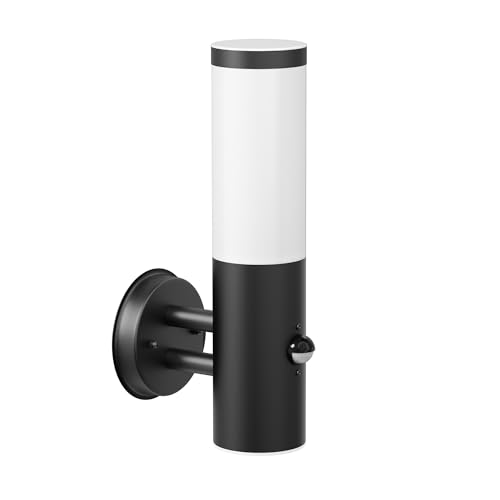 ledscom.de Wandleuchte PORU für außen, IP44, Bewegungsmelder, Edelstahl, schwarz matt, rund, 1x E27 max. 15W ledscom.de Wandleuchte PORU für außen, IP44, Bewegungsmelder, Edelstahl, schwarz matt, rund, 1x E27 max. 15W von ledscom.de