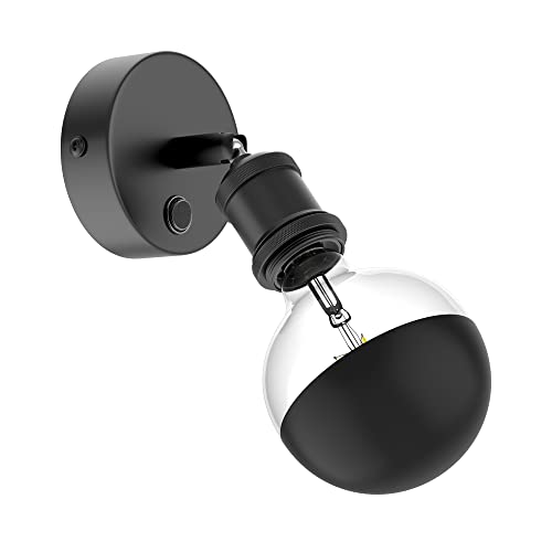 ledscom.de Wandleuchte RETRA, Schalter, schwarz matt, rund + LED Lampe 660lm warmweiß von ledscom.de