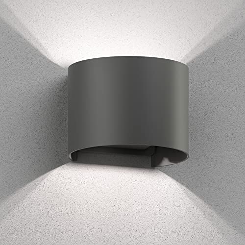 ledscom.de Wandleuchte RUNEL für außen, anthrazit, IP65, Up & Downlight + LED Lampe 596lm, weiß von ledscom.de