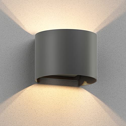 ledscom.de Wandleuchte RUNEL für außen, anthrazit, IP65, Up & Downlight + LED Lampe max. 485lm, warmweiß von ledscom.de