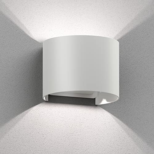 ledscom.de Wandleuchte RUNEL für außen, weiß, IP65, Up & Downlight + LED Lampe 596lm, weiß von ledscom.de