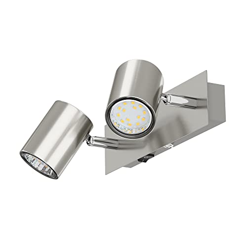 ledscom.de Wandleuchte WAIKA, zweiflammig, mit Schalter, chrom matt, inkl. LED GU10 Lampen je 227lm warmweiß von ledscom.de