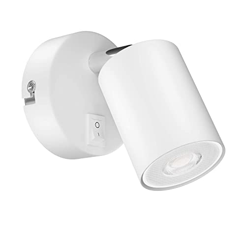 ledscom.de Wandspot WAIKA, einflammig, mit Schalter, GU10, weiß matt, inkl. 468lm LED GU10 Lampe, warm-weiß von ledscom.de