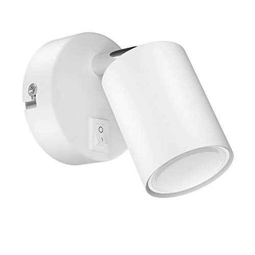 ledscom.de Wandspot WAIKA, einflammig, mit Schalter, GU10, weiß matt, inkl. 450lm LED GU10 Lampe, weiß von ledscom.de