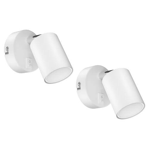 ledscom.de 2 Stück Wandspot WAIKA mit Schalter weiß matt + GU10 LED Lampe 3-Stufen Dimmen ohne Dimmer mit Lichtschalter: je max. 609lm von ledscom.de