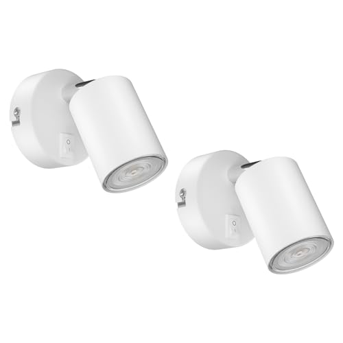 ledscom.de 2 Stück Wandspot WAIKA, einflammig, mit Schalter, GU10 LED, PAR16, warmweiß, 6,05W, 374lm, 70°, 3-Stufen-Dimmer von ledscom.de