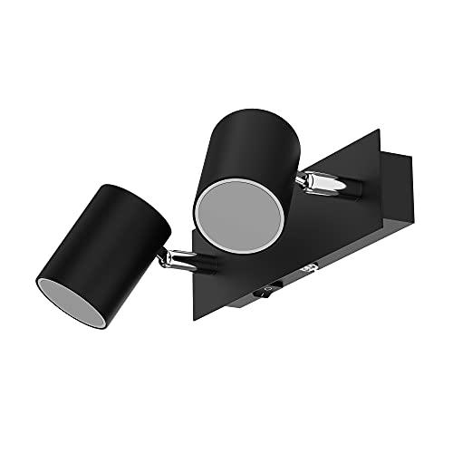 ledscom.de Wandspot WAIKA, zweiflammig, mit Schalter, schwarz matt + GU10 LED Lampen 3-Stufen Dimmen: je max. 540lm warmweiß ledscom.de Wandspot WAIKA, zweiflammig, mit Schalter, schwarz matt + GU10 LED Lampen 3-Stufen Dimmen: je max. 540lm warmweiß von ledscom.de