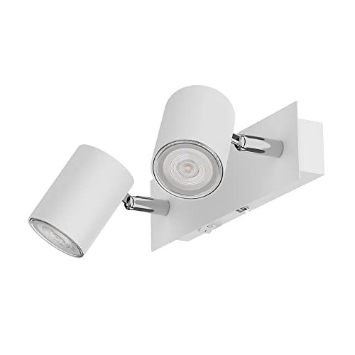 ledscom.de Wandspot WAIKA, zweiflammig, mit Schalter, weiß matt, inkl. GU10 LED, PAR16, warmweiß, je 6,3W, 374lm, 70°, 3-Stufen-Dimmer von ledscom.de