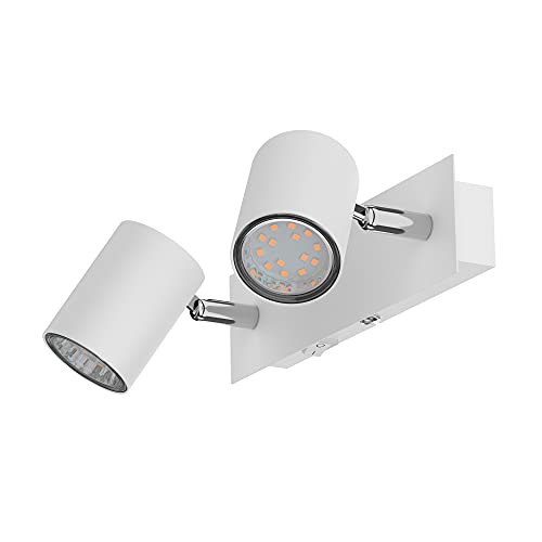 ledscom.de Wandspot WAIKA, zweiflammig, mit Schalter, weiß matt, inkl. GU10 LED Lampen je 227lm warmweiß von ledscom.de