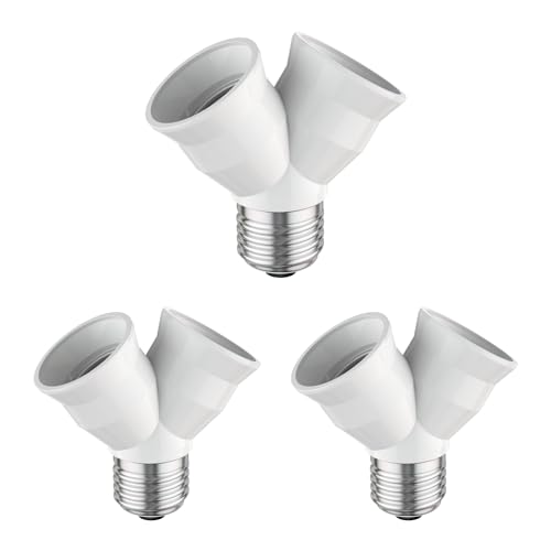 ledscom.de 3 Stück E27 Sockel, 2-fach Splitter-Adapter, weiß von ledscom.de