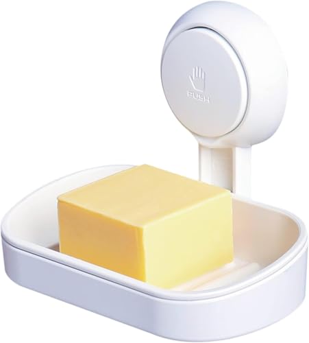 Saugnapf Seifenschale für Badezimmer,Selbstentleerender Seifenhalter für Badezimmer Küche Wasserdichte Seifenablage Ohne Bohren Abnehmbar,Seifenhalter ohne Bohren Dusche, max. 5 KG, Abnehmbarer Seifen von ledytdggu